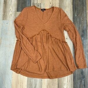 Babydoll waffle knit top